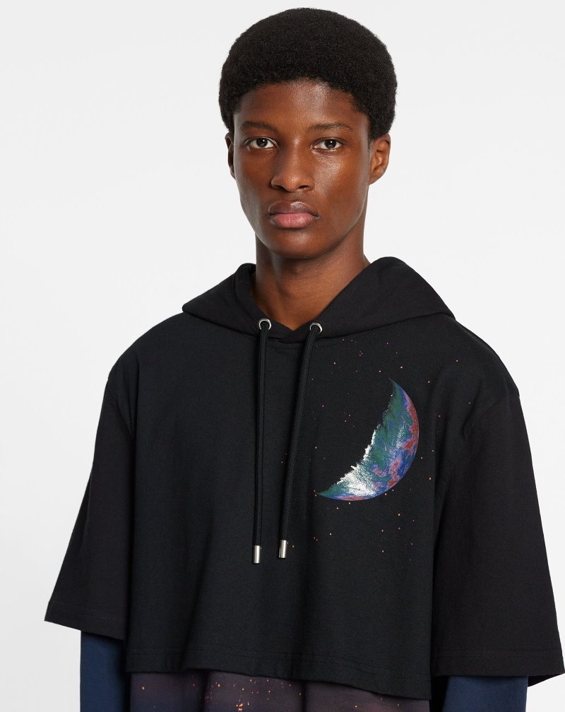 Lanvin Hooded Sweater With Sci-fi Print Tröjor Herr Svarta | NN08-7788M7