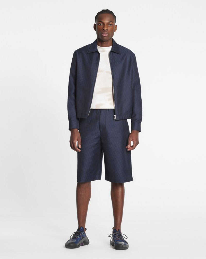 Lanvin Jl3d Jacquard Zip-up Shirts Skjorta Herr Blå | CC89-9079G2