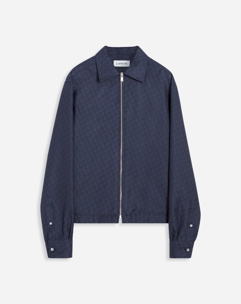 Lanvin Jl3d Jacquard Zip-up Shirts Skjorta Herr Blå | CC89-9079G2
