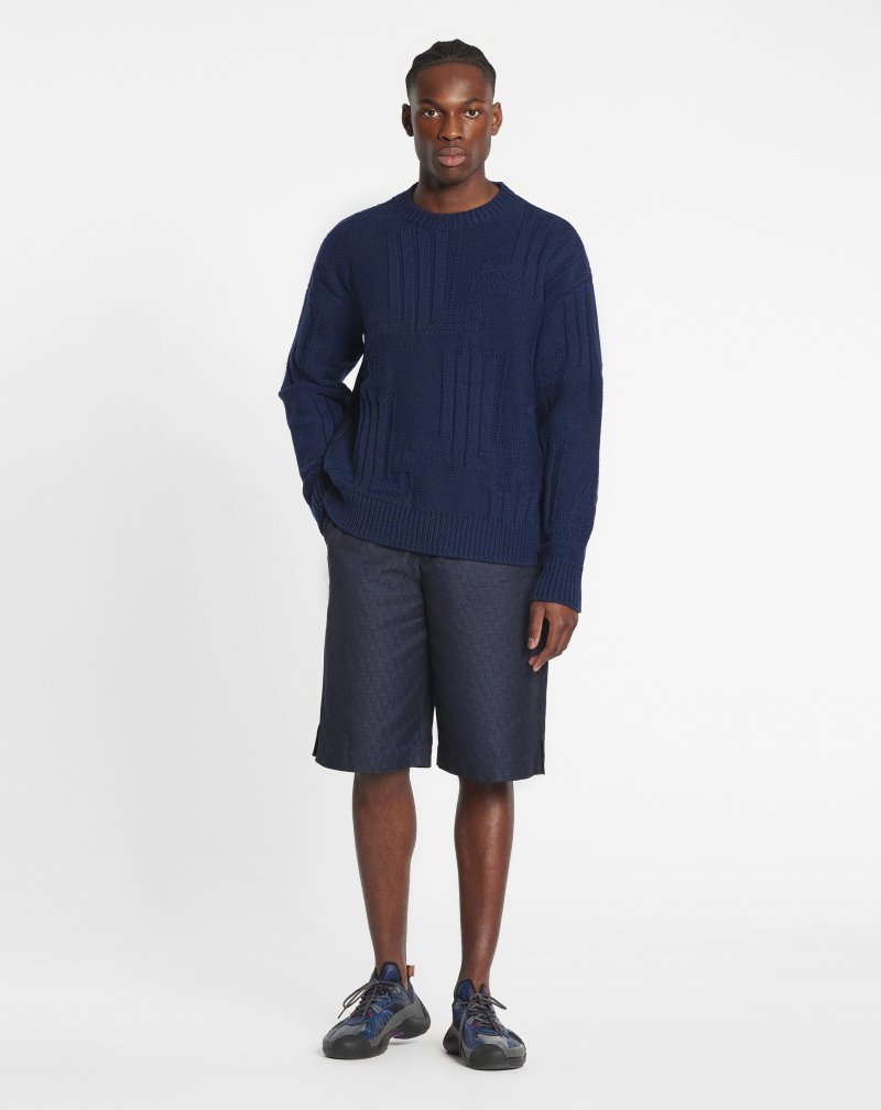 Lanvin Jl3d Thick Round Neck Sweater Tröjor Herr Blå | EI66-4876M4