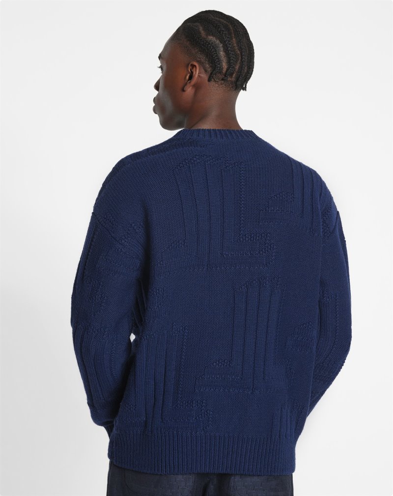 Lanvin Jl3d Thick Round Neck Sweater Tröjor Herr Blå | EI66-4876M4