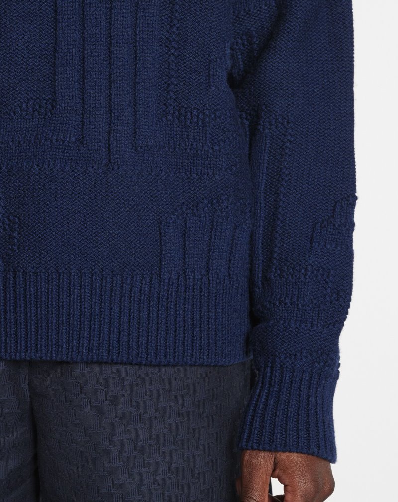 Lanvin Jl3d Thick Round Neck Sweater Tröjor Herr Blå | EI66-4876M4