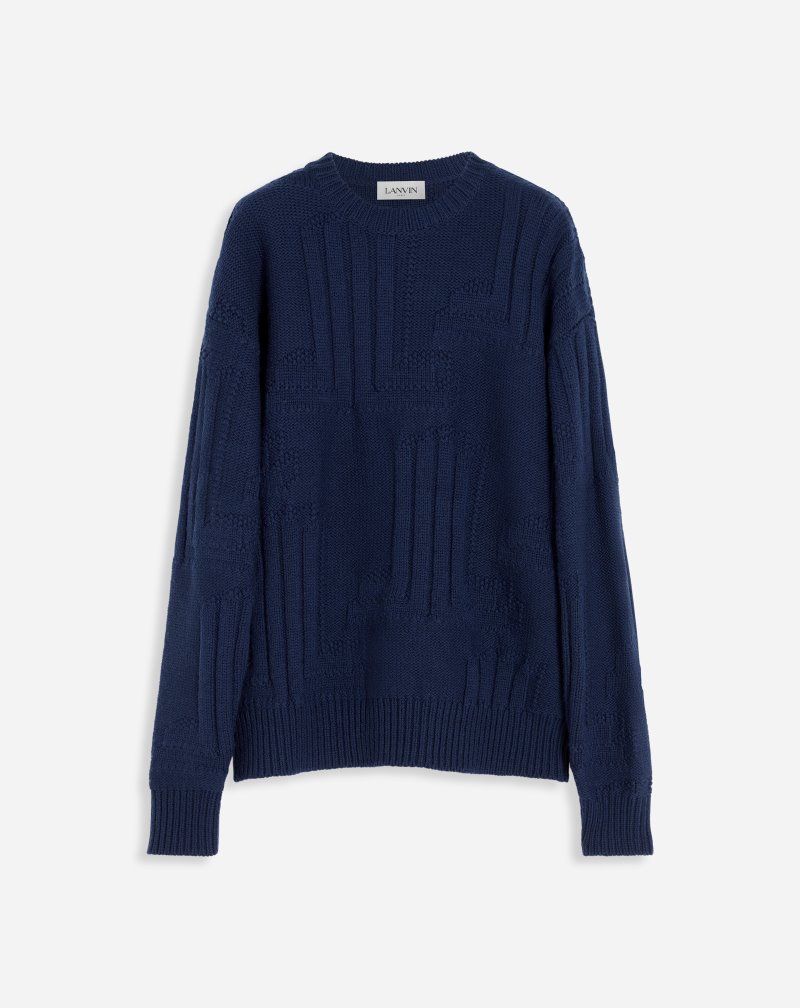 Lanvin Jl3d Thick Round Neck Sweater Tröjor Herr Blå | EI66-4876M4
