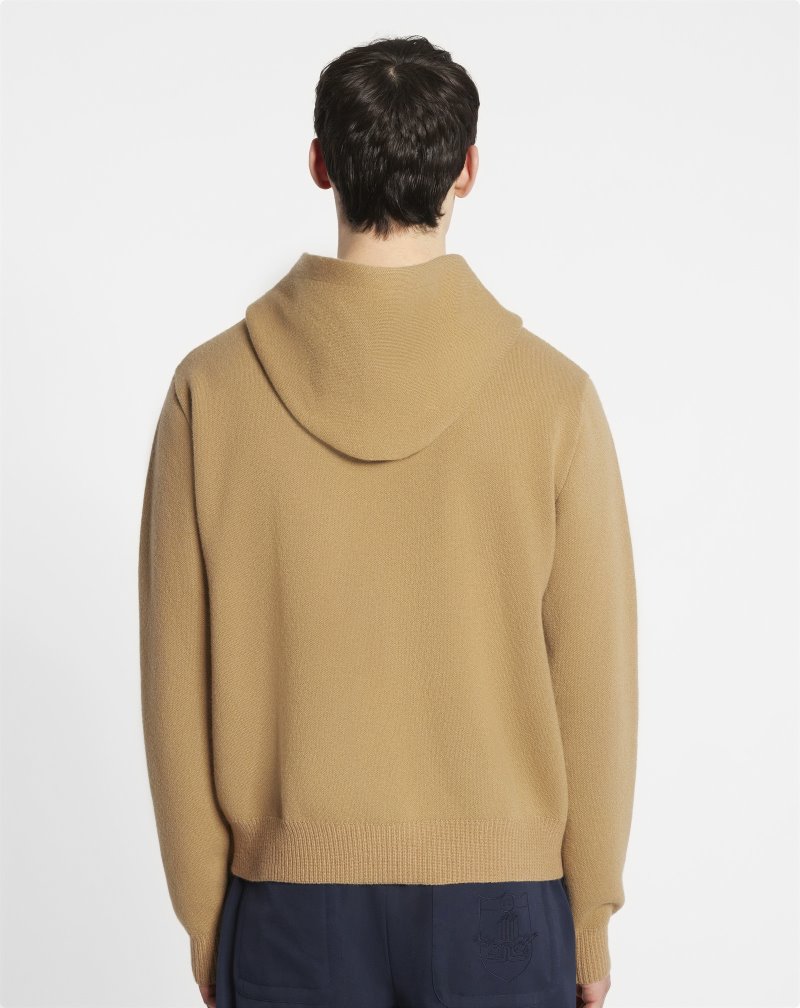 Lanvin Knit Zip-up Curb Hoodie Hoodie Herr Beige | IS74-0484F0