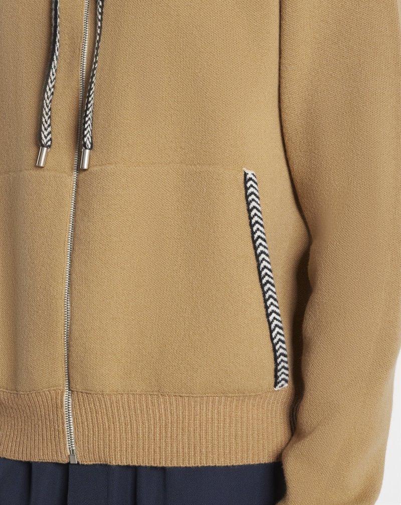 Lanvin Knit Zip-up Curb Hoodie Hoodie Herr Beige | IS74-0484F0