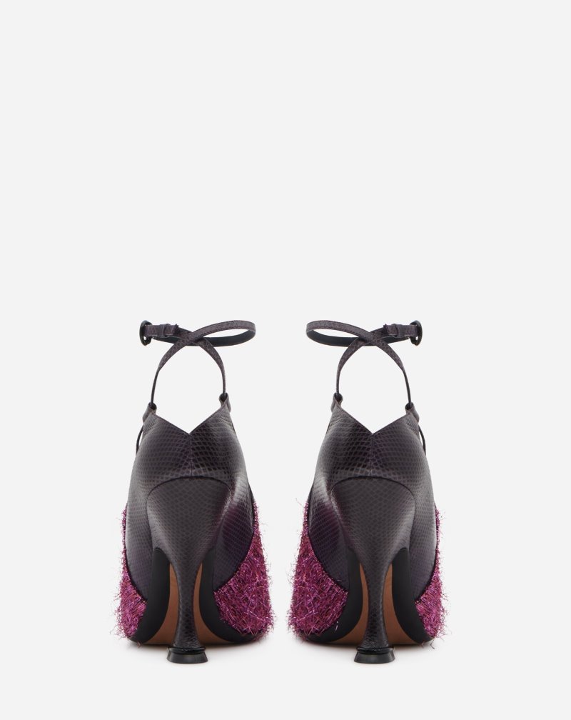 Lanvin Leather And Lurex Rita Pumps Klackar Dam Rosa | FJ37-3917P9
