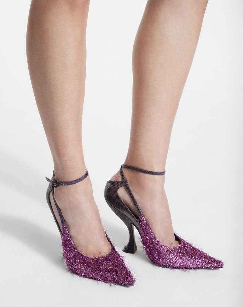 Lanvin Leather And Lurex Rita Pumps Klackar Dam Rosa | FJ37-3917P9
