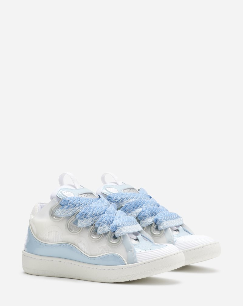 Lanvin Leather And Technical Material Curb Sneakers Sneakers Dam Blå | ZW25-6595I4