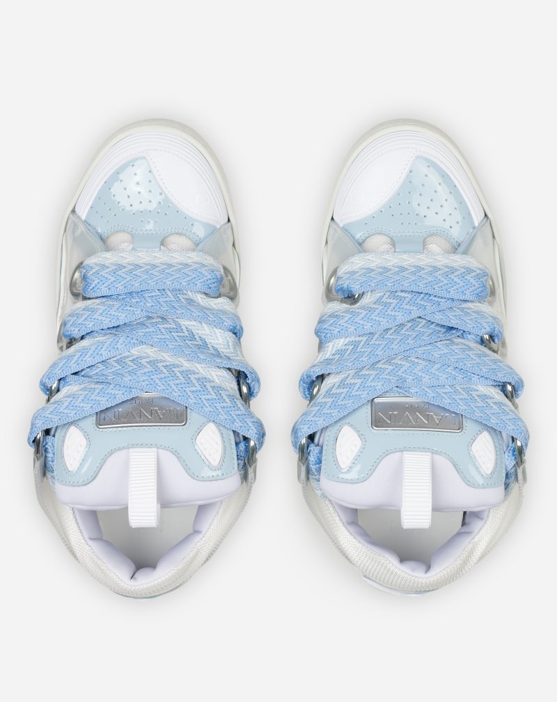 Lanvin Leather And Technical Material Curb Sneakers Sneakers Dam Blå | ZW25-6595I4