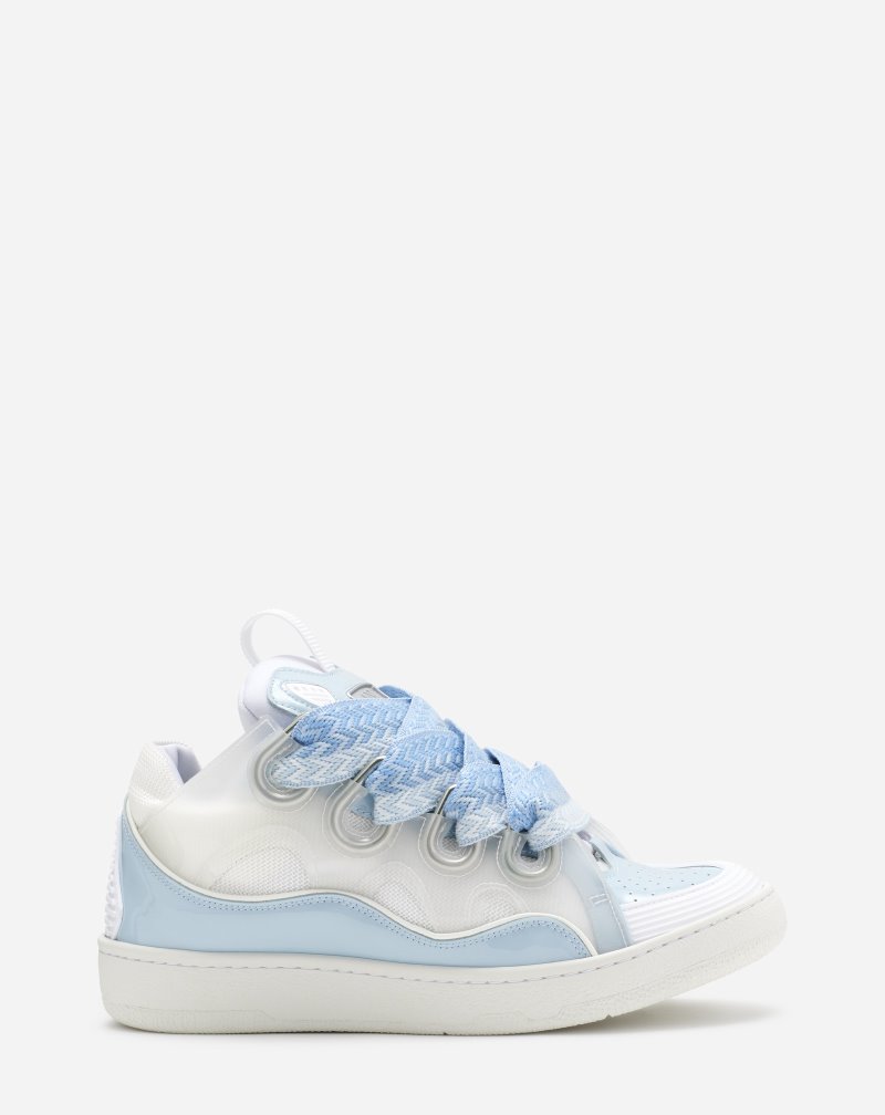 Lanvin Leather And Technical Material Curb Sneakers Sneakers Dam Blå | ZW25-6595I4
