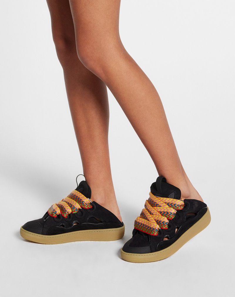 Lanvin Leather Curb Mule Sneakers Sneakers Dam Svarta | WT46-5756D2