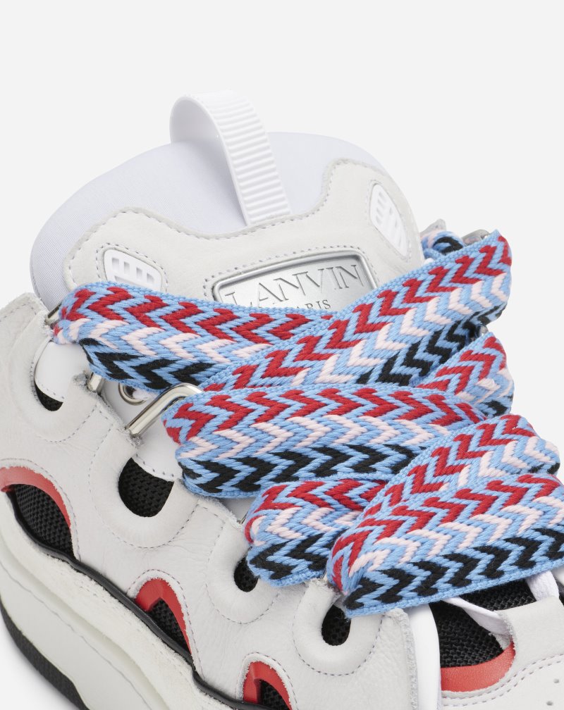 Lanvin Leather Curb Sneaker Sneakers Dam Blå | MG53-7383D9