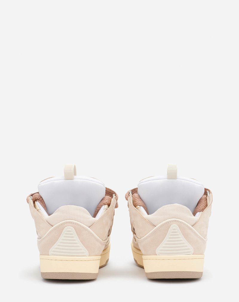 Lanvin Leather Curb Sneakers Sneakers Dam Beige | DL29-4739O8