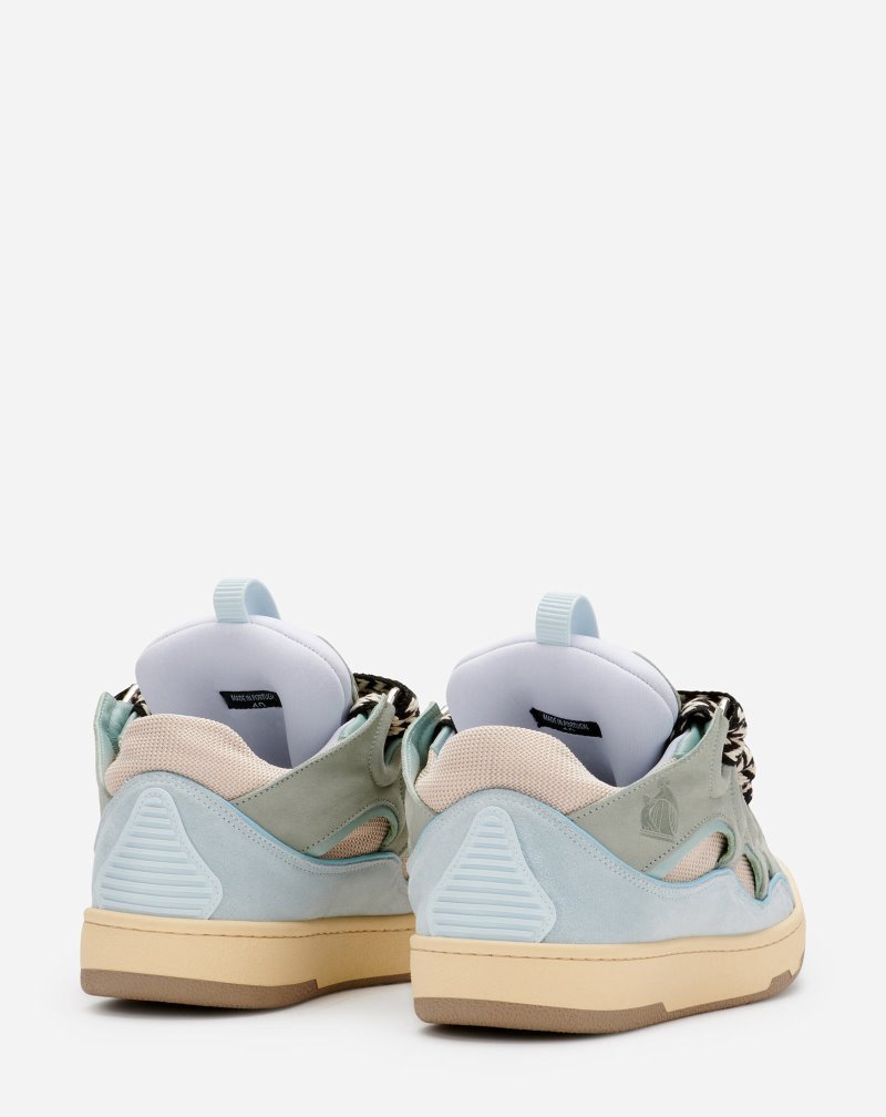 Lanvin Leather Curb Sneakers Sneakers Herr Ljusblå | KN50-1840I0