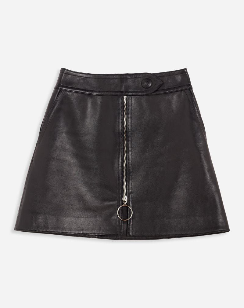 Lanvin Leather Mini Skirt Kjolar Dam Svarta | EA92-7362J8
