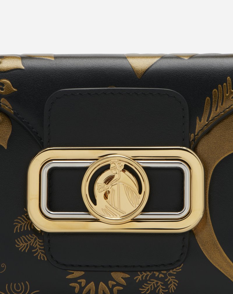 Lanvin Leather Rateau Pencil Cat Bag Väskor Dam Svarta Guld | SV07-9097M8