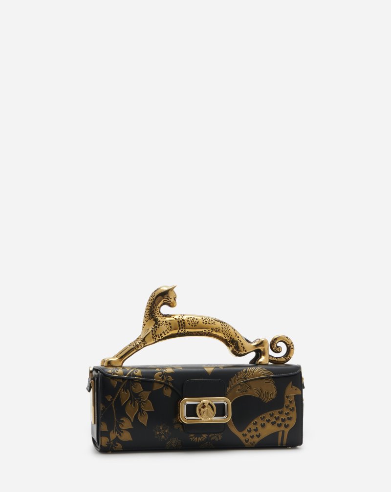 Lanvin Leather Rateau Pencil Cat Bag Väskor Dam Svarta Guld | SV07-9097M8