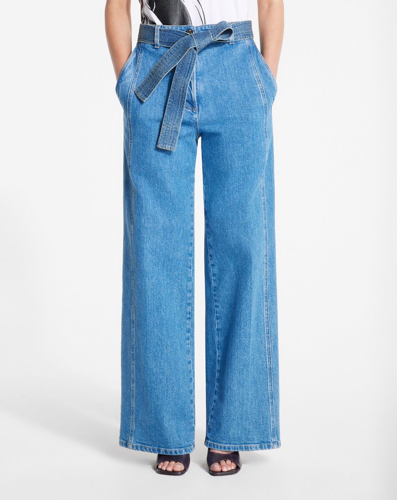 Lanvin Logo Embroidered Pants Byxor Dam Ljusblå | AQ18-0808S4