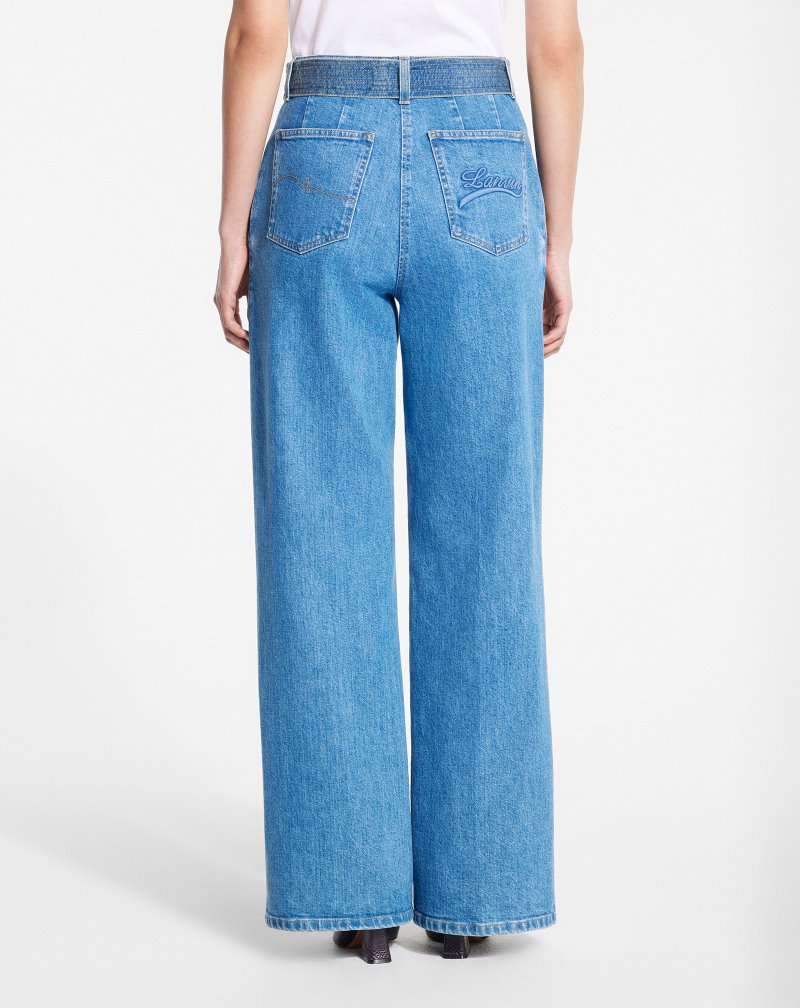 Lanvin Logo Embroidered Pants Byxor Dam Ljusblå | AQ18-0808S4