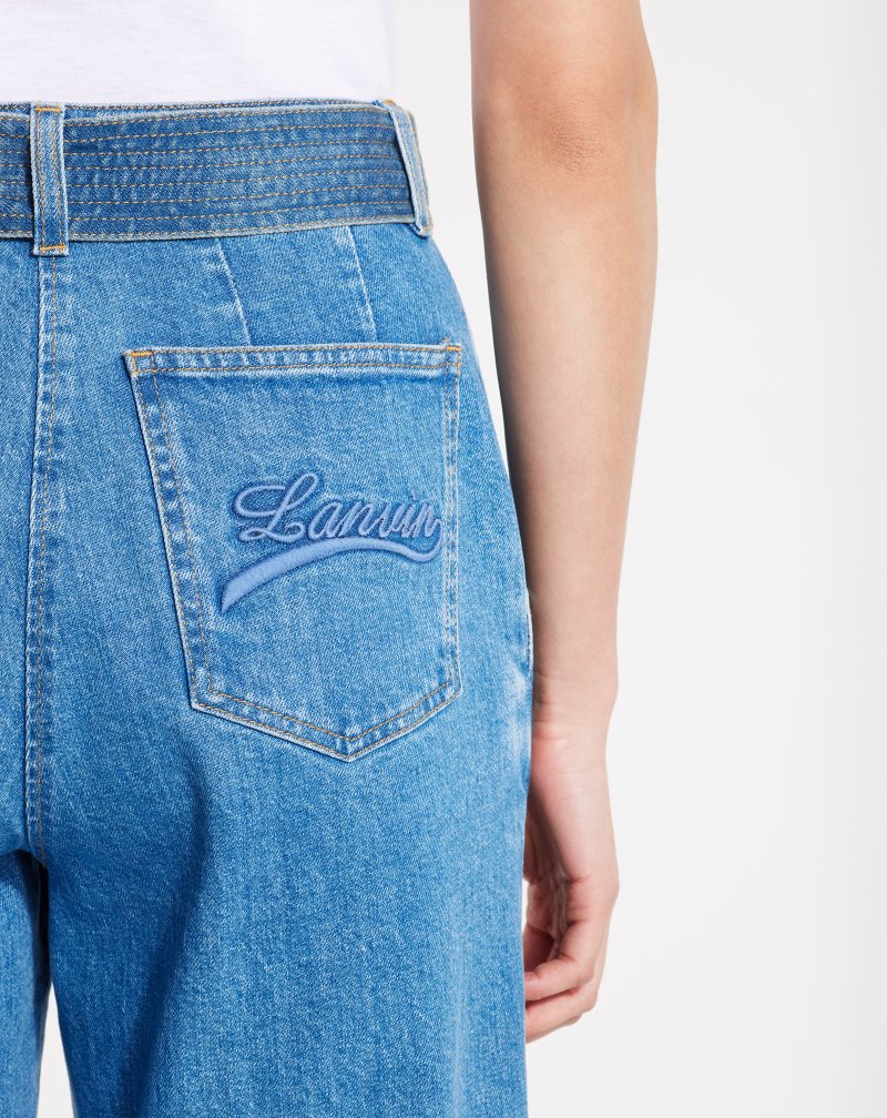 Lanvin Logo Embroidered Pants Byxor Dam Ljusblå | AQ18-0808S4