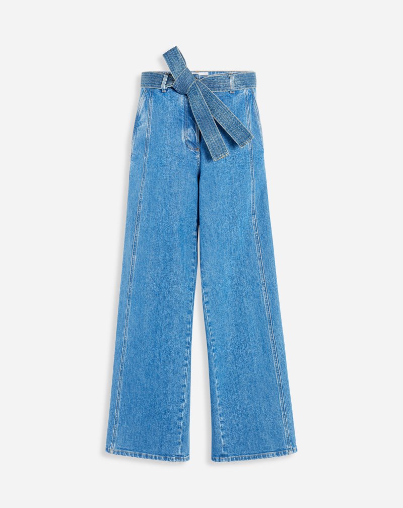 Lanvin Logo Embroidered Pants Byxor Dam Ljusblå | AQ18-0808S4