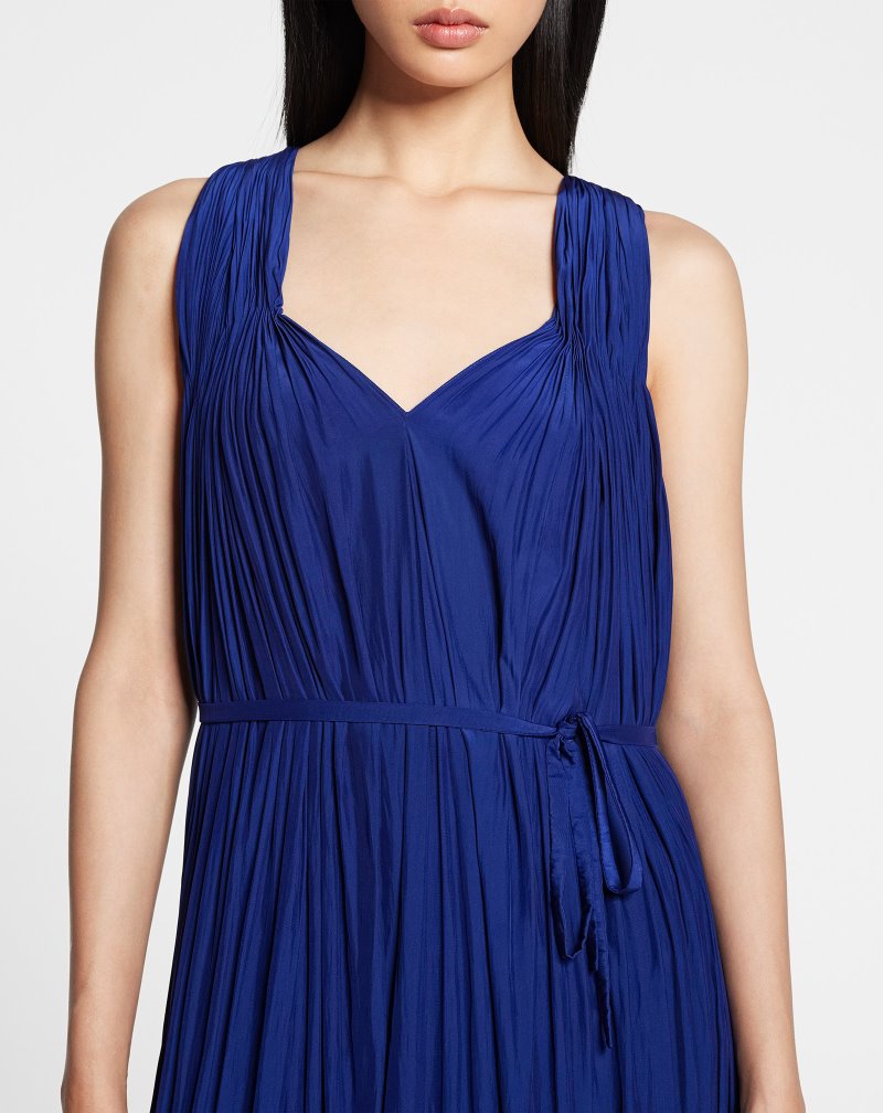 Lanvin Long Charmeuse Tribute Dress Klänning Dam Indigo | SE97-7697P9