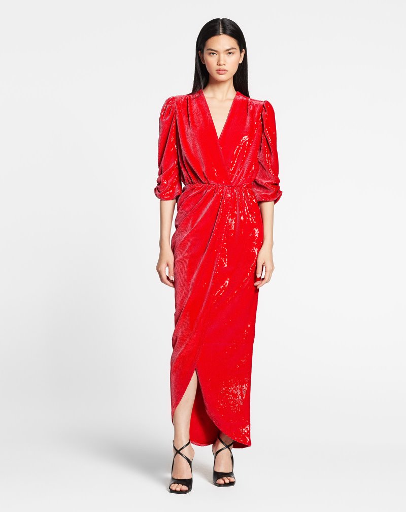 Lanvin Long Wrap Dress Klänning Dam Röda | DI59-8339E8