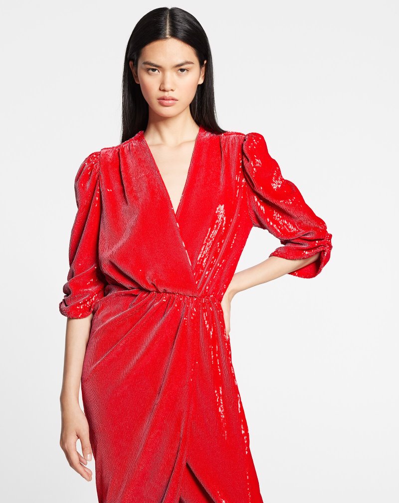 Lanvin Long Wrap Dress Klänning Dam Röda | DI59-8339E8