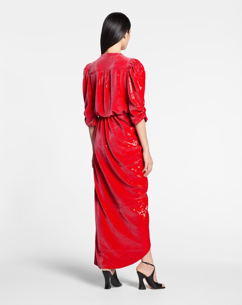 Lanvin Long Wrap Dress Klänning Dam Röda | DI59-8339E8
