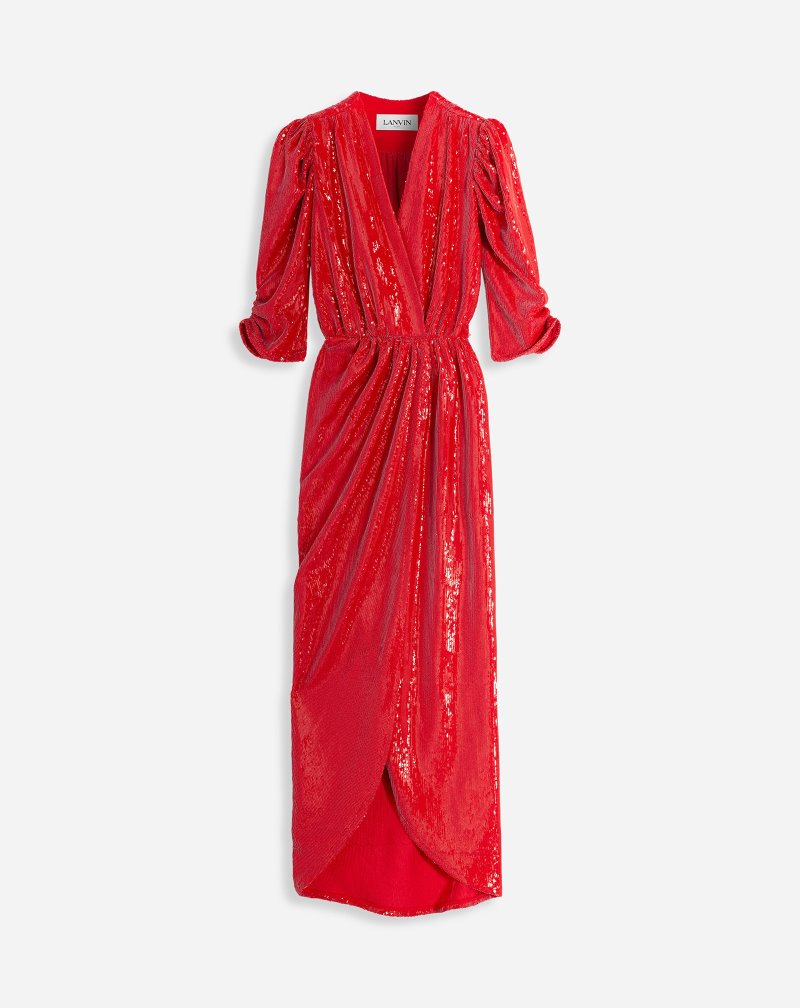 Lanvin Long Wrap Dress Klänning Dam Röda | DI59-8339E8