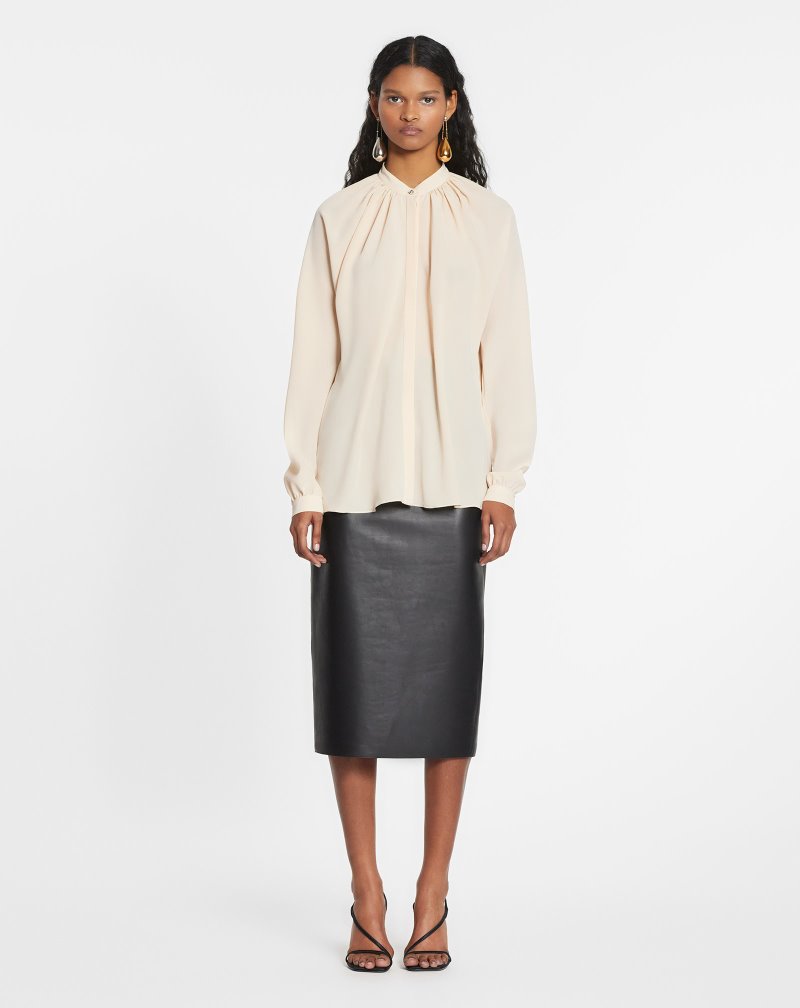 Lanvin Long-sleeve Blouse Blus Dam Beige | BI42-5942X4