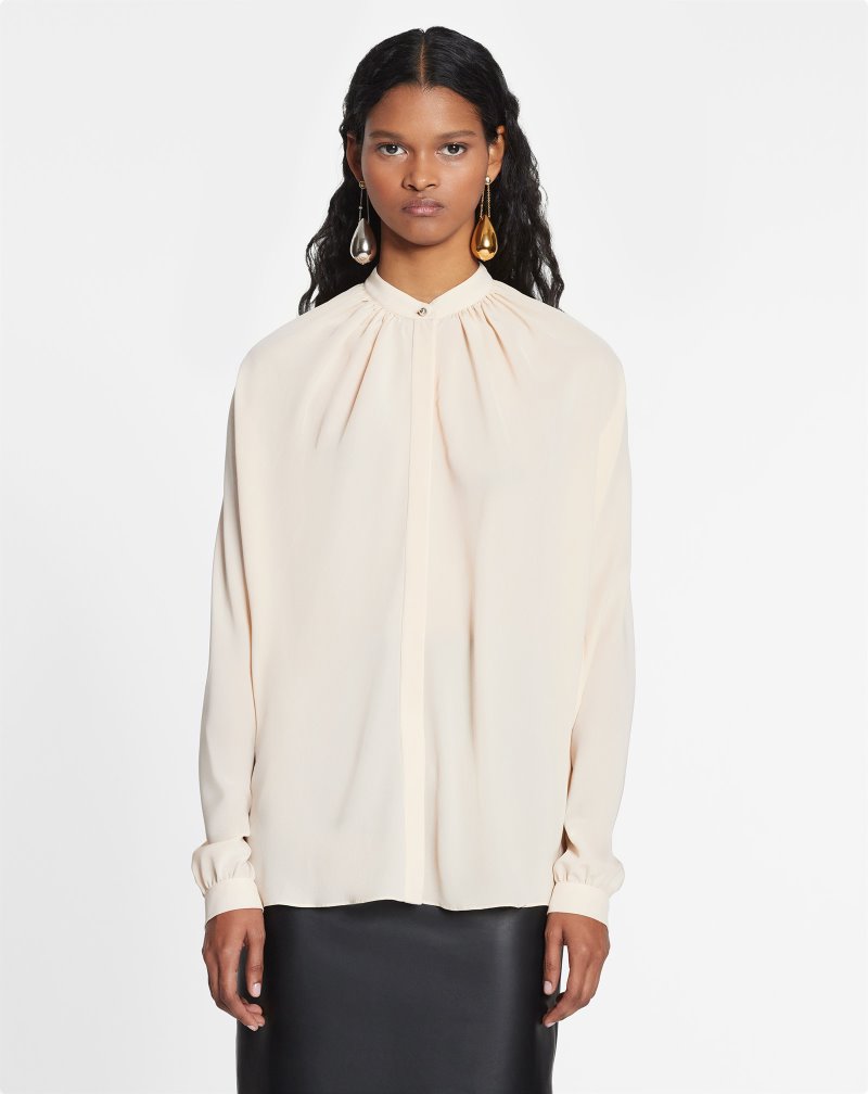 Lanvin Long-sleeve Blouse Blus Dam Beige | BI42-5942X4