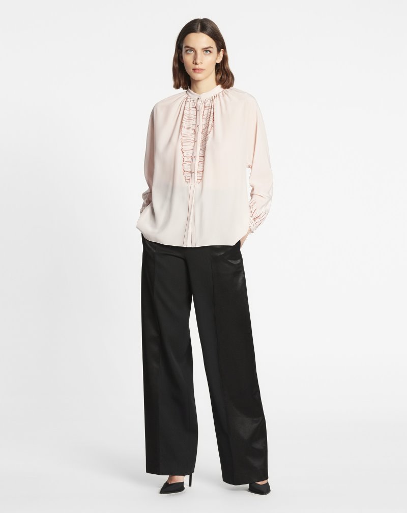 Lanvin Long-sleeve Blouse With Trompe L'Oeil Print Blus Dam Ljusrosa | NU47-5297Z2