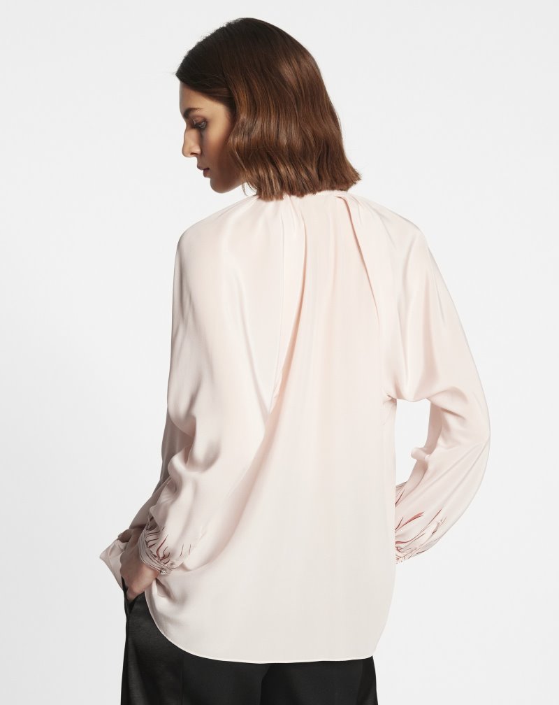 Lanvin Long-sleeve Blouse With Trompe L'Oeil Print Blus Dam Ljusrosa | NU47-5297Z2