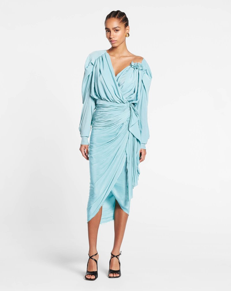 Lanvin Long-sleeve Draped Top Blast Dam Mintgröna | FH10-8160Z9