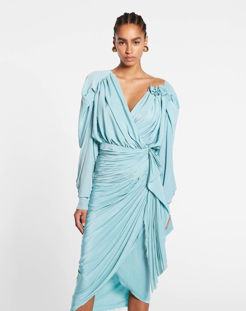 Lanvin Long-sleeve Draped Top Blast Dam Mintgröna | FH10-8160Z9