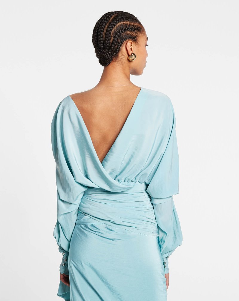 Lanvin Long-sleeve Draped Top Blast Dam Mintgröna | FH10-8160Z9