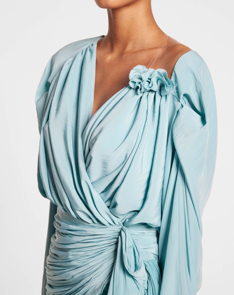 Lanvin Long-sleeve Draped Top Blast Dam Mintgröna | FH10-8160Z9