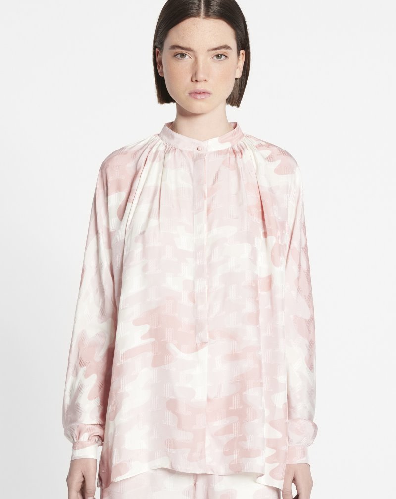 Lanvin Long-sleeve Printed Blouse Blus Dam Ljusrosa | LS59-5539M3