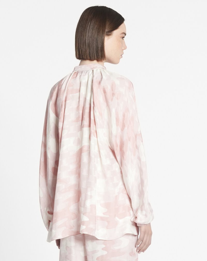 Lanvin Long-sleeve Printed Blouse Blus Dam Ljusrosa | LS59-5539M3