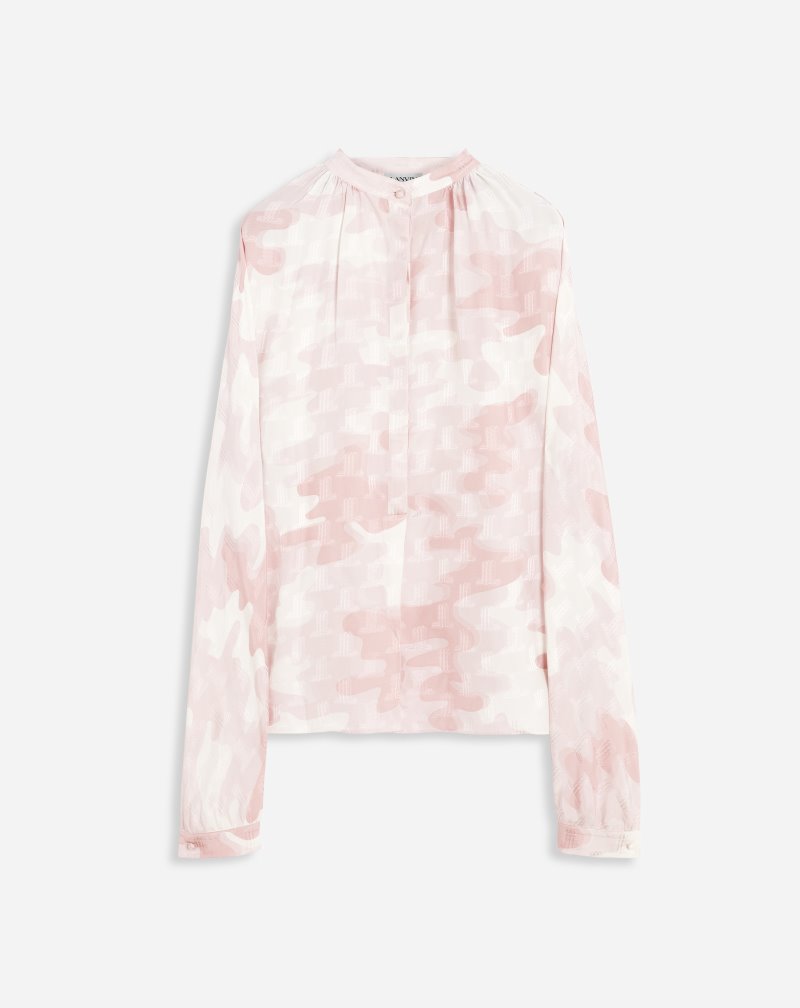 Lanvin Long-sleeve Printed Blouse Blus Dam Ljusrosa | LS59-5539M3