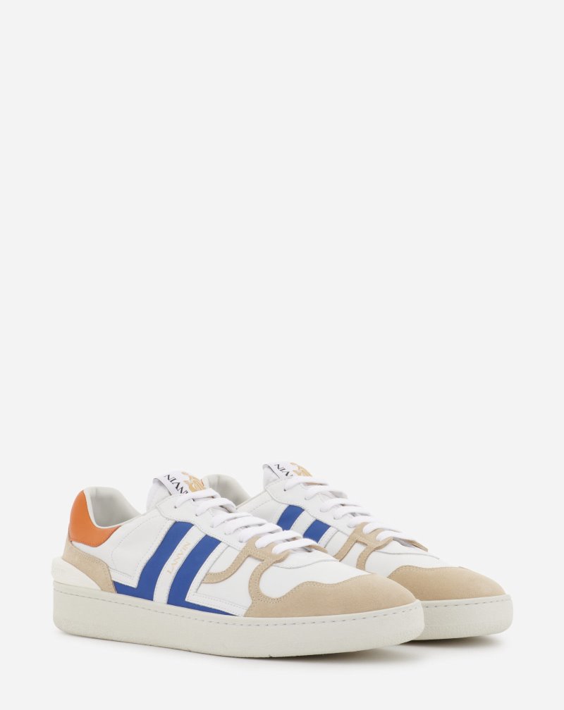 Lanvin Low Clay Sneakers In Leather Sneakers Dam Vita Blå | TZ81-4011M5