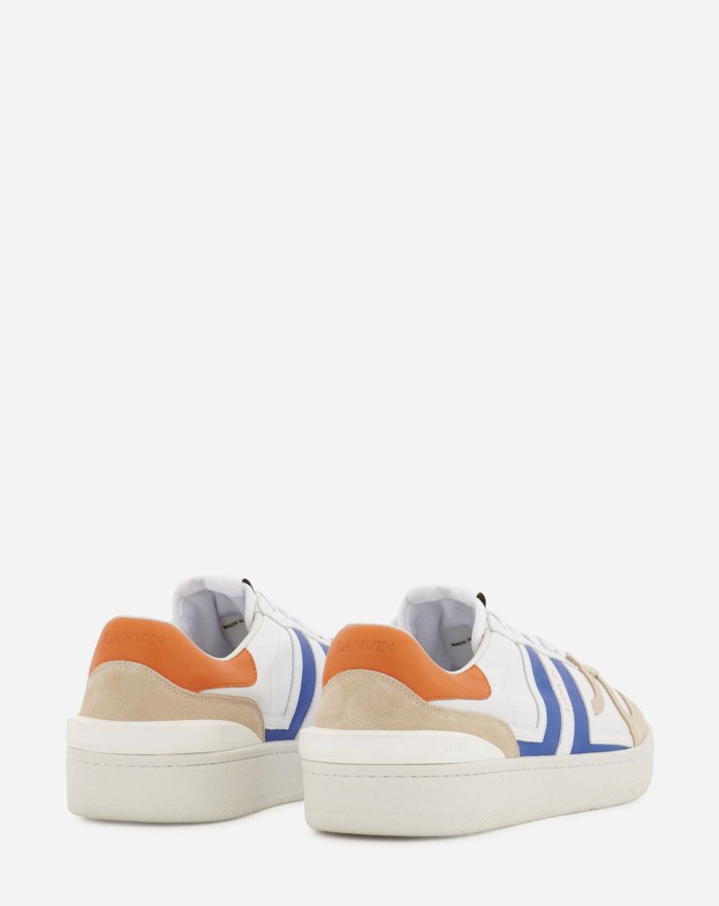Lanvin Low Clay Sneakers In Leather Sneakers Dam Vita Blå | TZ81-4011M5