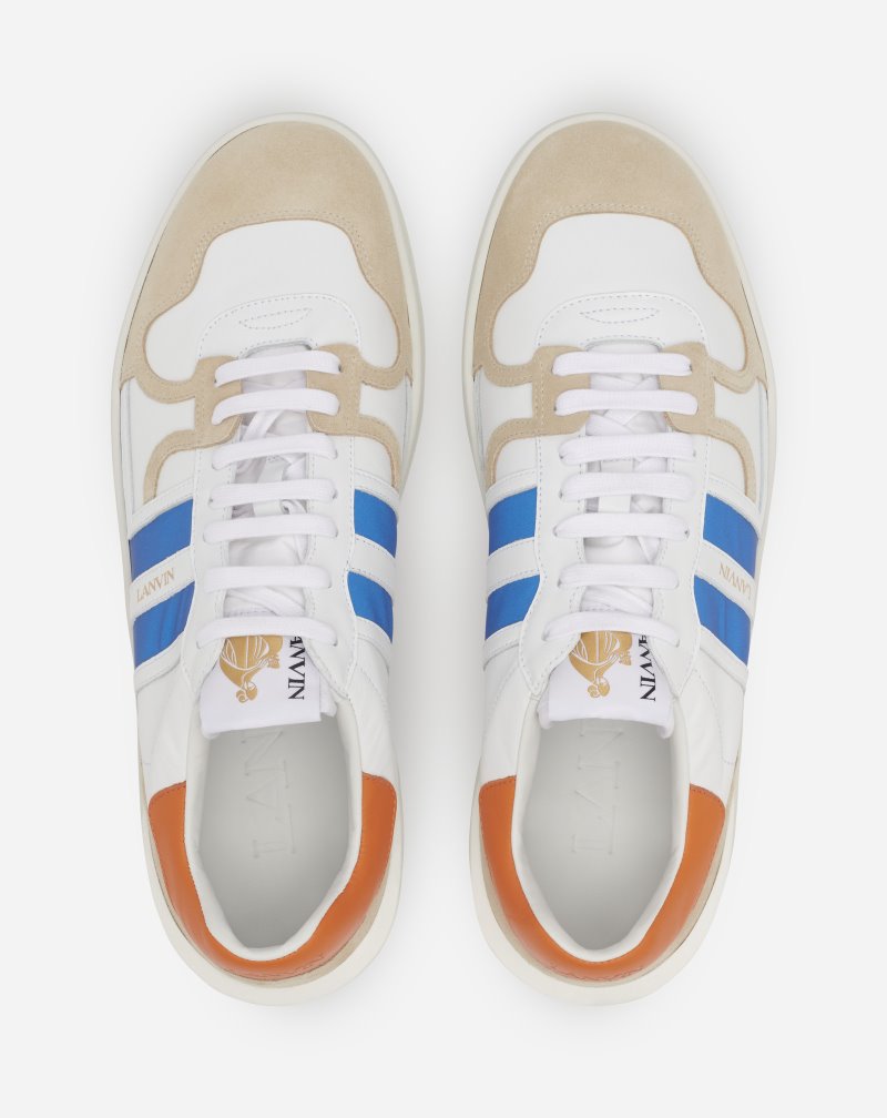 Lanvin Low Clay Sneakers In Leather Sneakers Dam Vita Blå | TZ81-4011M5