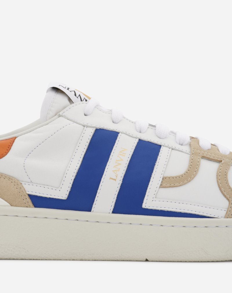 Lanvin Low Clay Sneakers In Leather Sneakers Dam Vita Blå | TZ81-4011M5