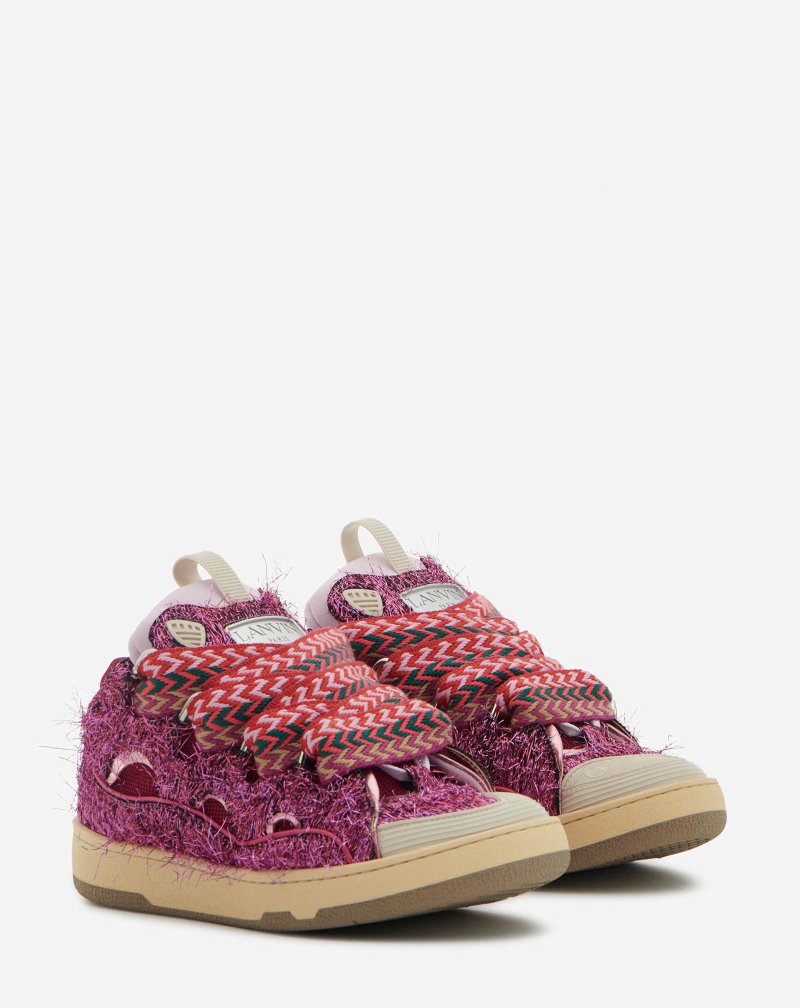 Lanvin Lurex Curb Sneakers Sneakers Dam Rosa | GR33-7333Y2