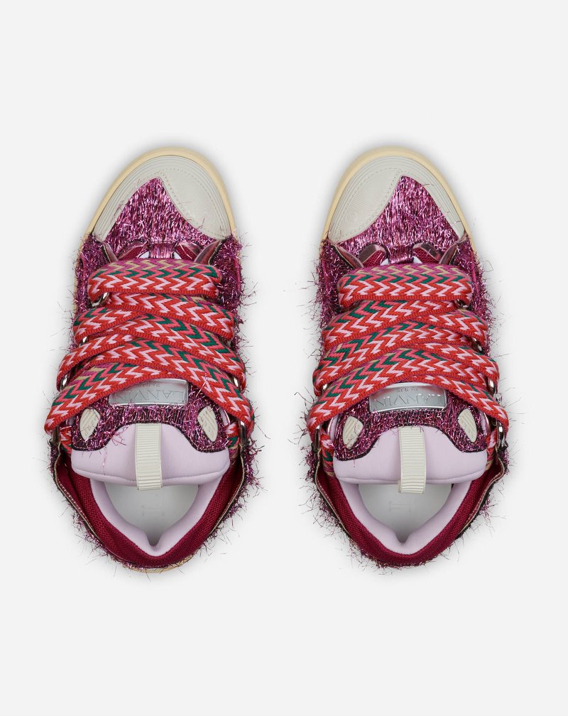 Lanvin Lurex Curb Sneakers Sneakers Dam Rosa | GR33-7333Y2