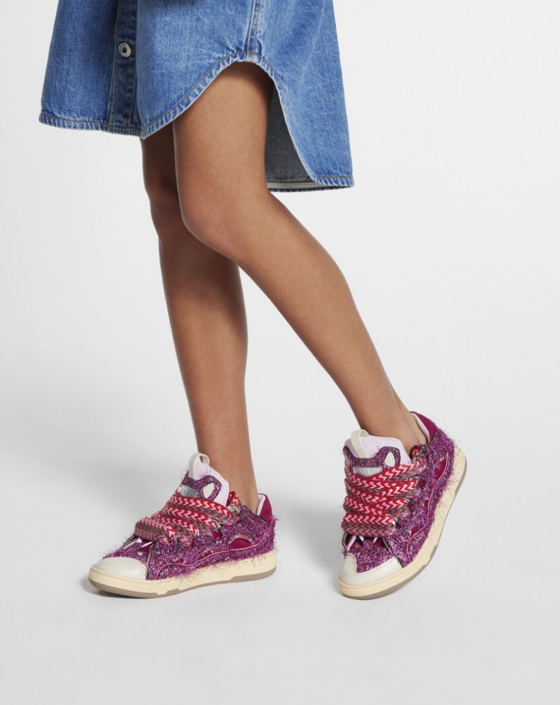 Lanvin Lurex Curb Sneakers Sneakers Dam Rosa | GR33-7333Y2