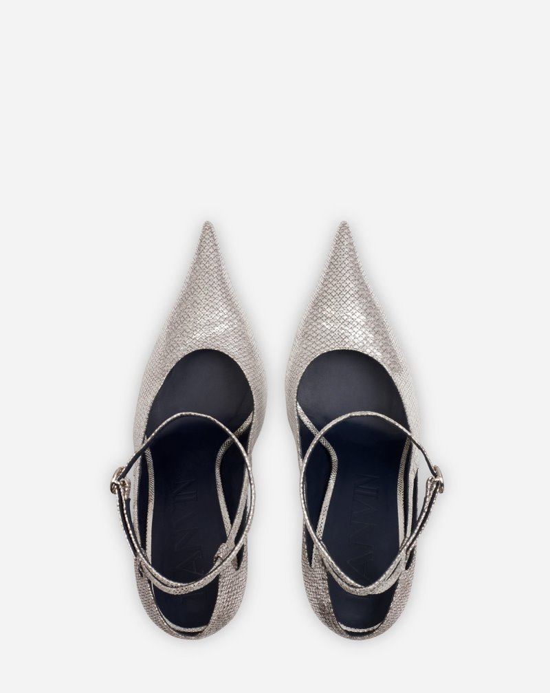 Lanvin Metallic Karung Rita Pumps Klackar Dam Silver | WR21-5801Z5