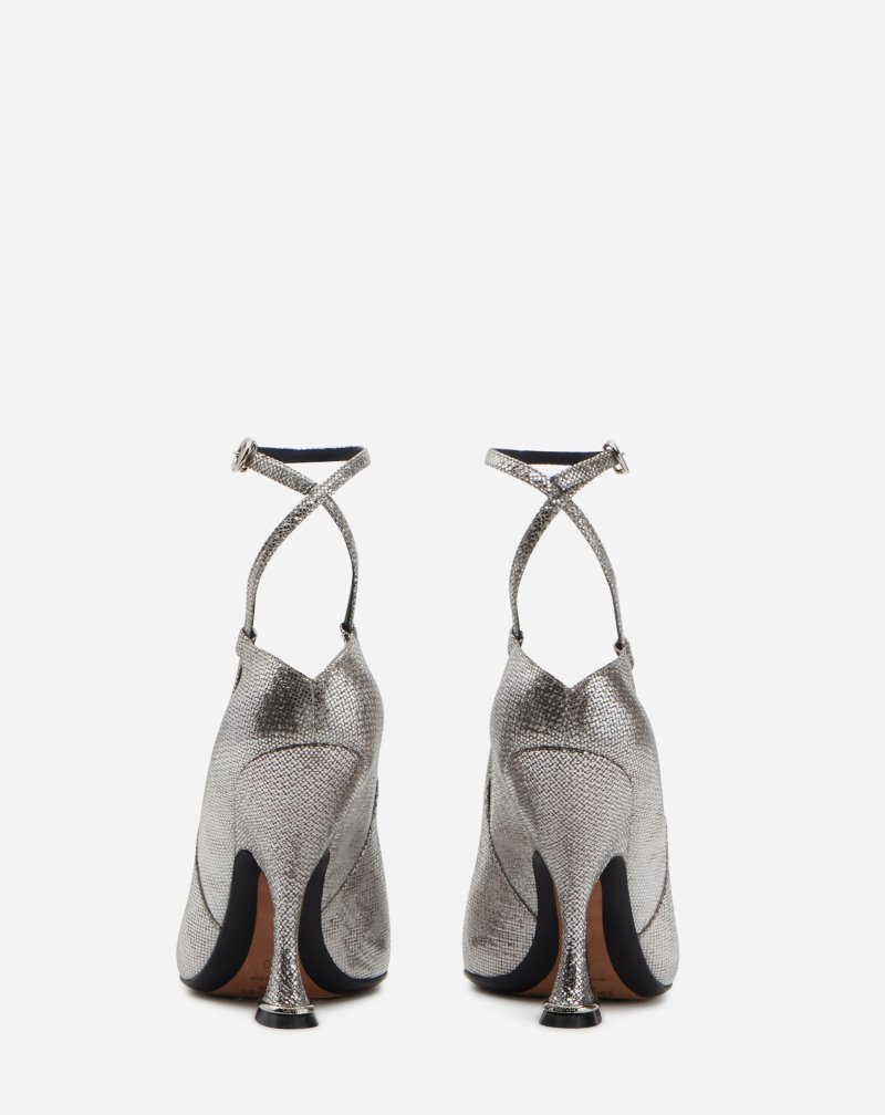 Lanvin Metallic Karung Rita Pumps Klackar Dam Silver | WR21-5801Z5